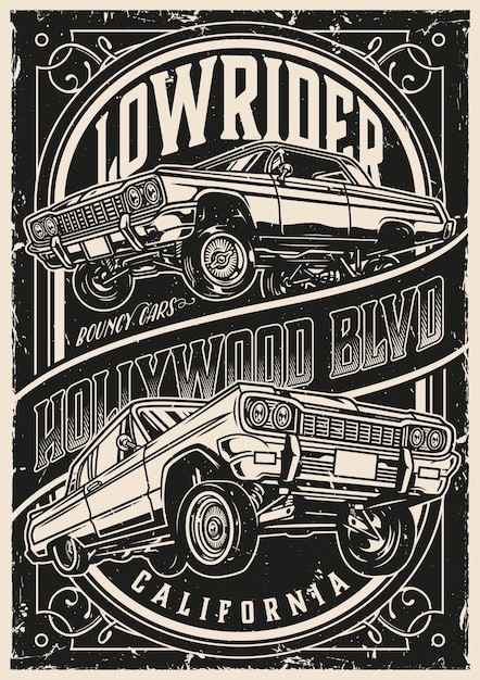 美式复古汽车插画海报线稿插画