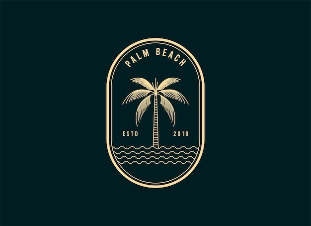 海滩大海棕榈树度假酒店标志logo