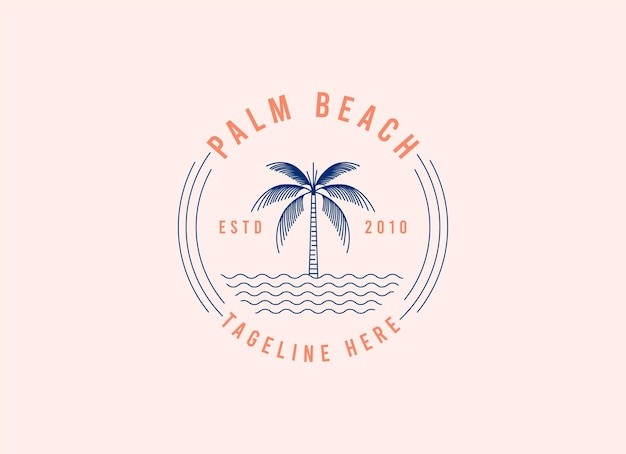 海滩大海棕榈树度假酒店标志logo