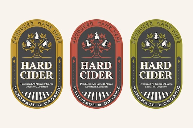 苹果酒饮料瓶身标签贴纸元素