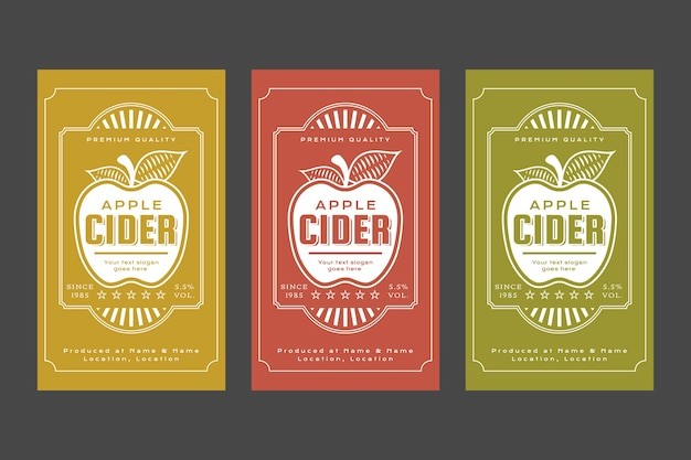 苹果酒饮料瓶身标签贴纸元素