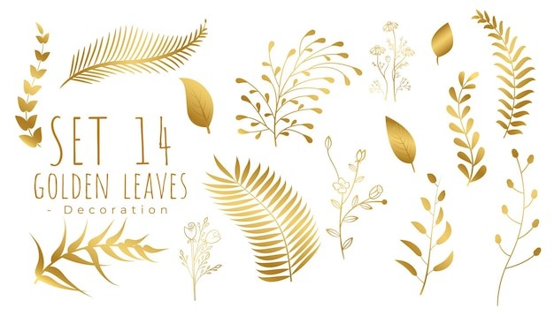 金色树叶枝叶元素
