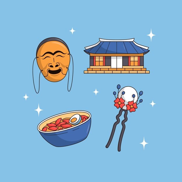 手绘韩国传统元素