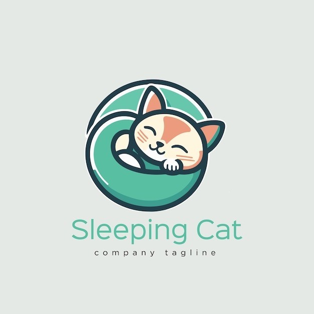 睡觉的猫宠物标志logo