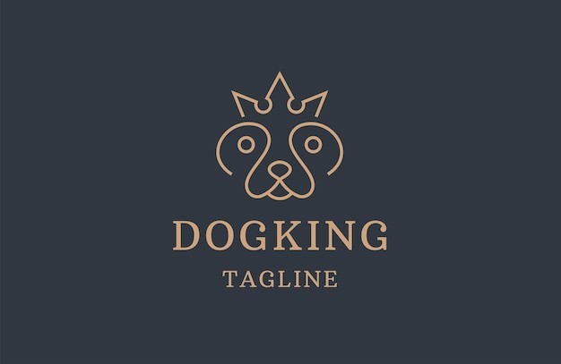 狗头线条王冠标志logo