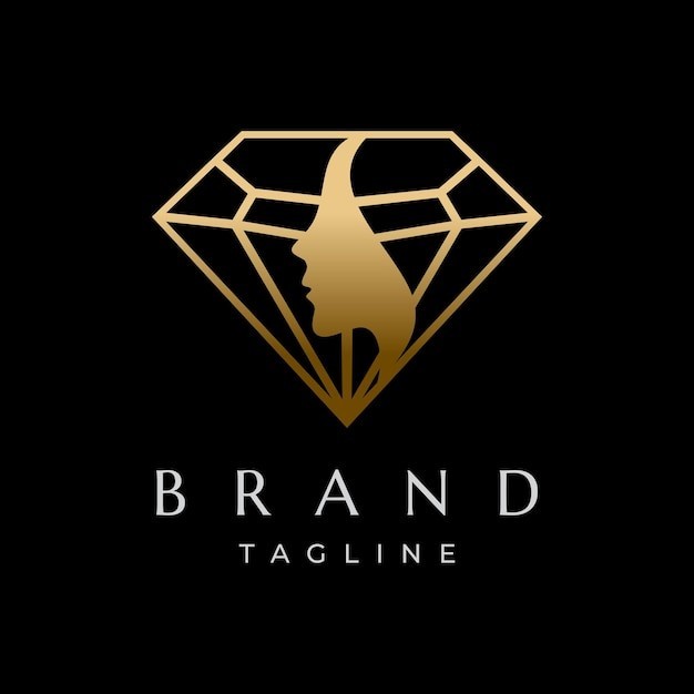 女人侧脸钻石标志logo