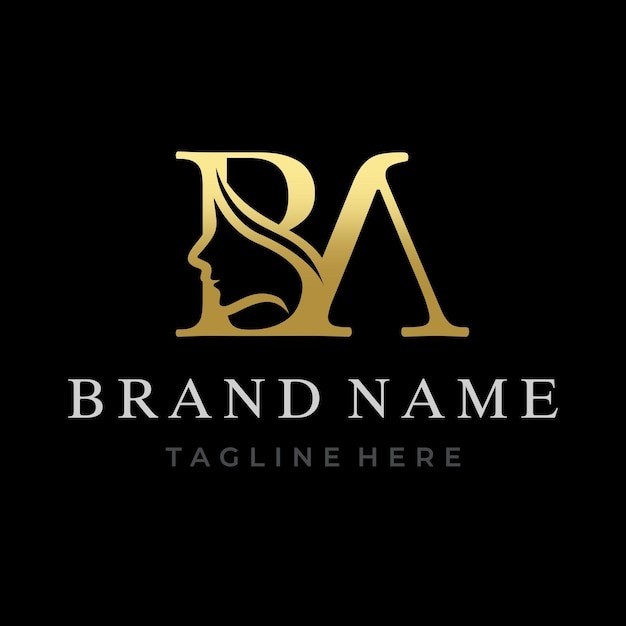 女人侧脸字母BA标志logo