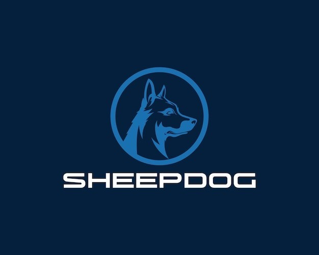 牧羊犬狗头标志logo