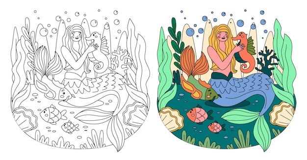 手绘兔子涂色绘本画册涂鸦插画