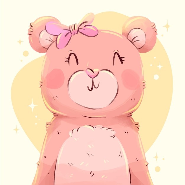 水彩熊母子动物插画