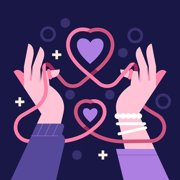 姻缘红线红绳相亲插画