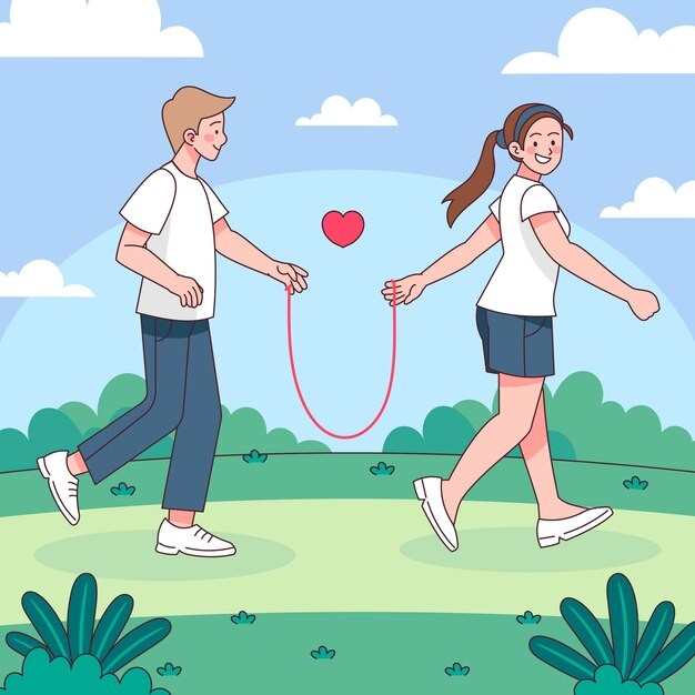 姻缘红线红绳相亲情侣插画