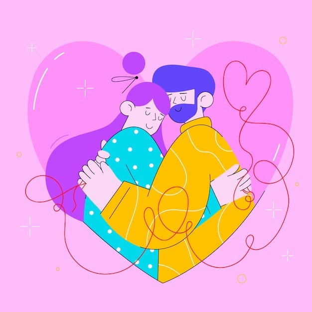 姻缘红线红绳相亲情侣插画