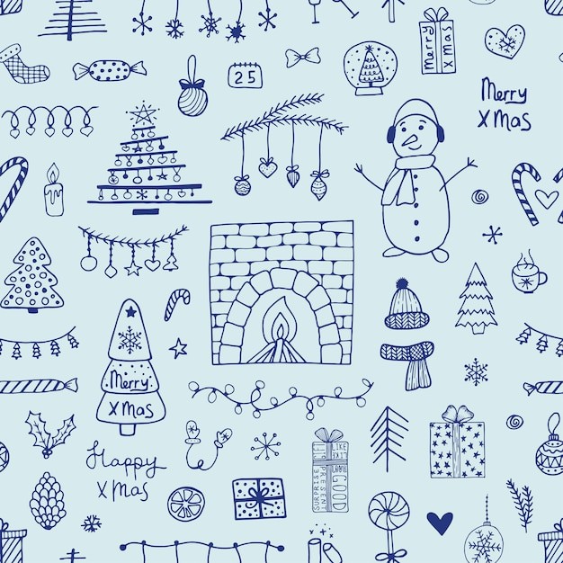 手绘圣诞图案元素花纹
