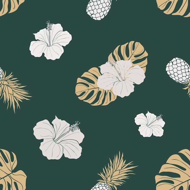 热带植物叶子花朵花纹