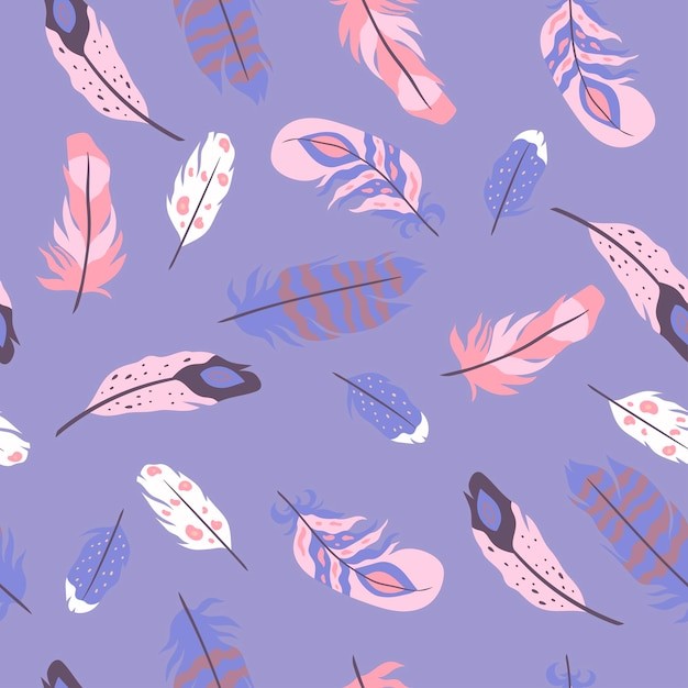 波西米亚风格羽毛无缝花纹