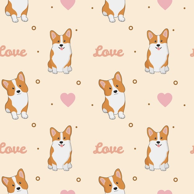 柯基小狗无缝花纹