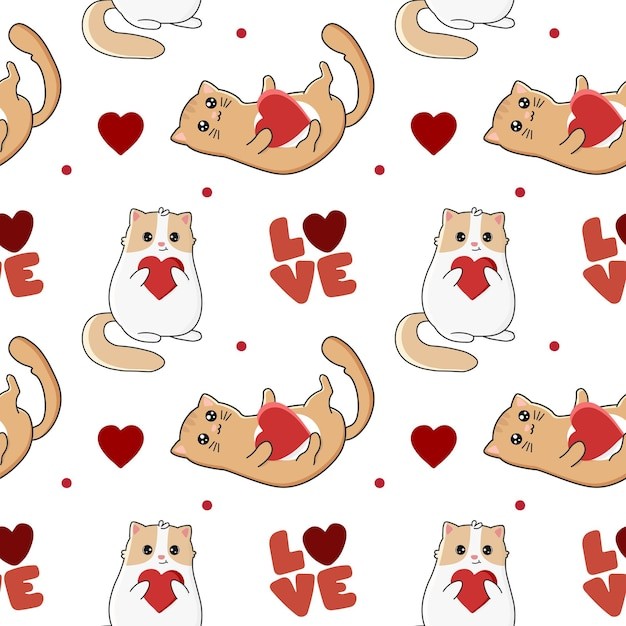 可爱的猫无缝花纹