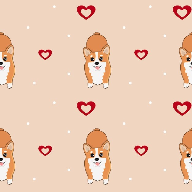 柯基小狗无缝花纹