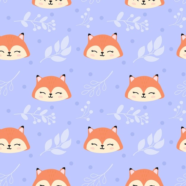 可爱的狐狸无缝花纹