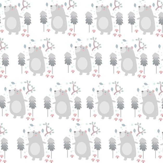 可爱的熊无缝花纹
