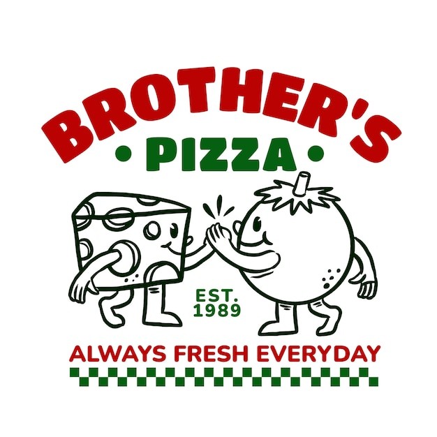 手绘复古披萨店标志logo