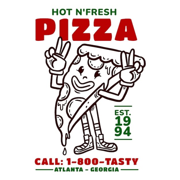 手绘复古披萨店标志logo