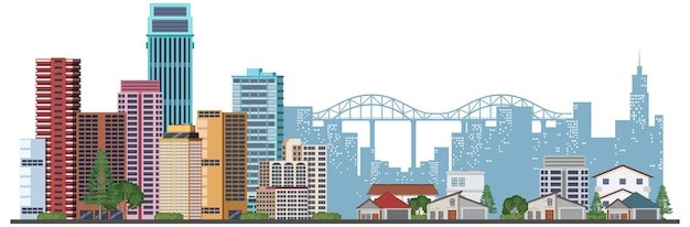 城市房屋高楼大厦插画