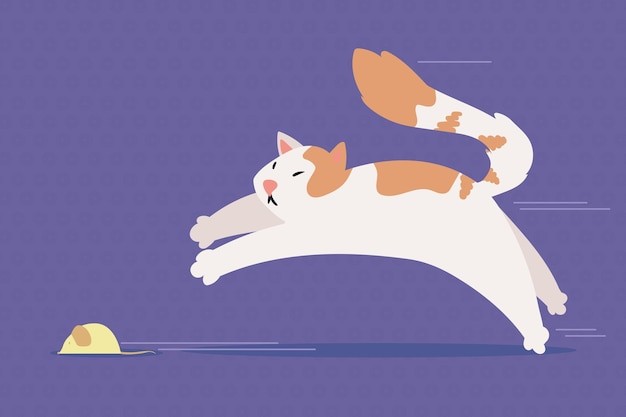 抓老鼠的小猫插画