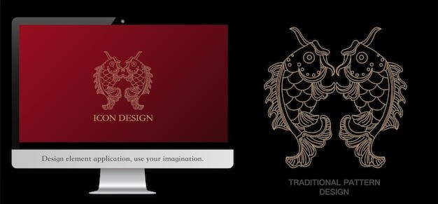 双鱼鲤鱼锦鲤插画