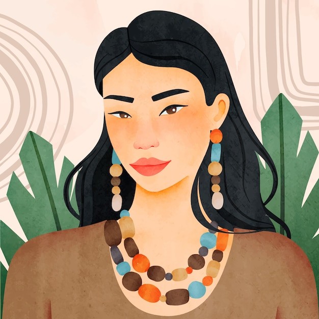 水彩民族风格女人插画