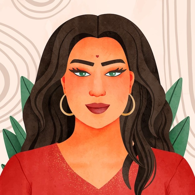 水彩民族风格女人插画