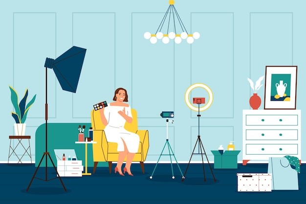 美妆视频博主插画