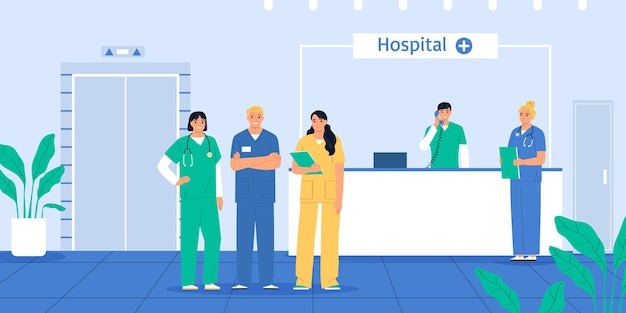 医疗团队医院插画