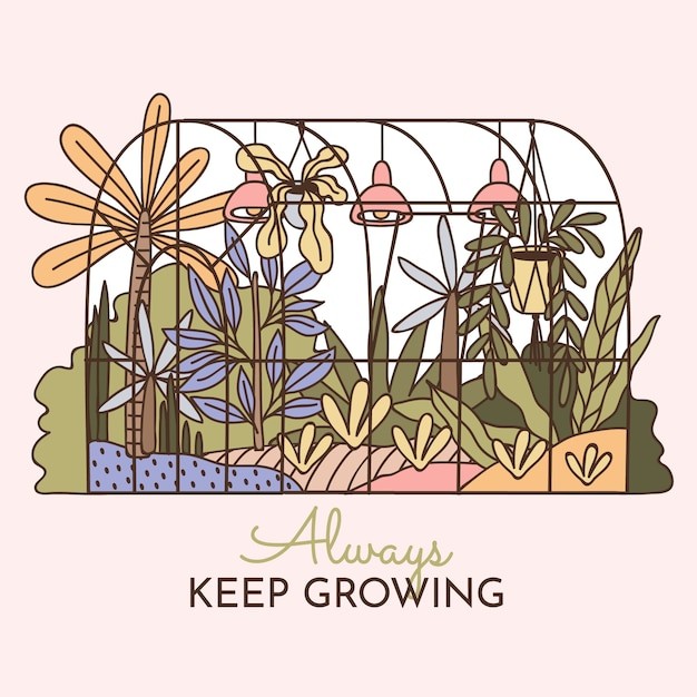 手绘植物园插图