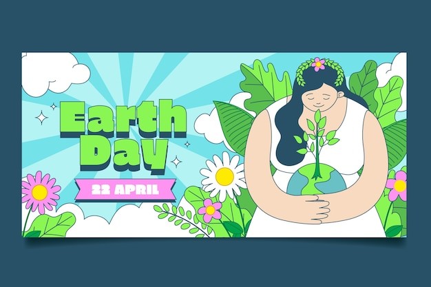 世界地球日手绘插画模板