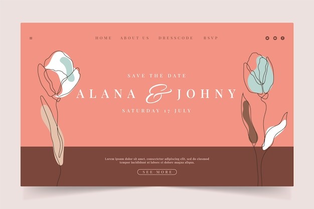 花卉婚礼电子请柬模板