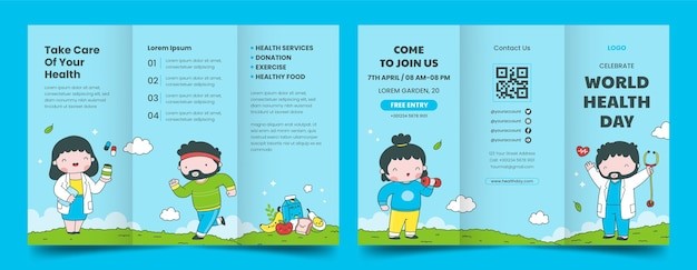 世界卫生日宣传册折页模板