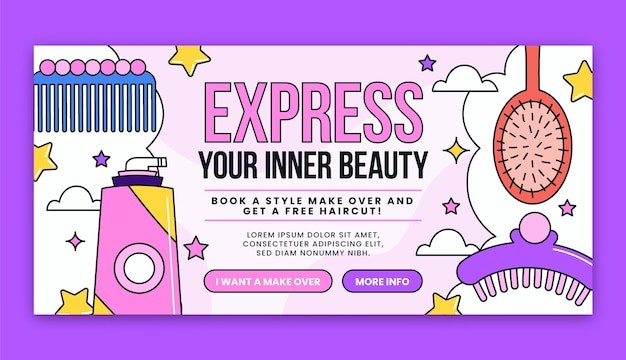 美容美发横幅banner广告模板