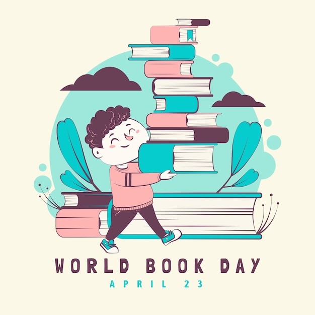 世界读书日手绘插画模板