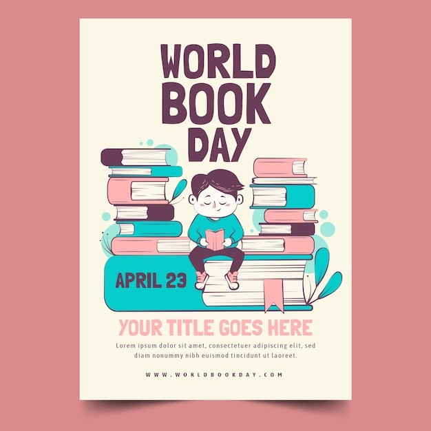 世界读书日手绘插画海报模板