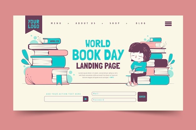 世界读书日手绘插画banner横幅模板