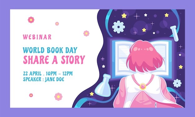 世界读书日手绘插画banner横幅模板