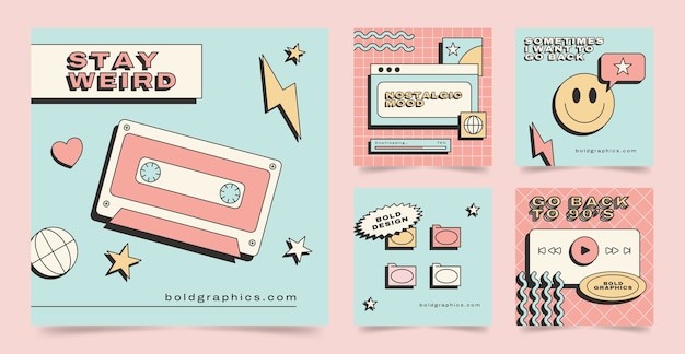 复古抽象平面图形banner横幅模板