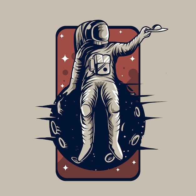 宇航员太空人插画