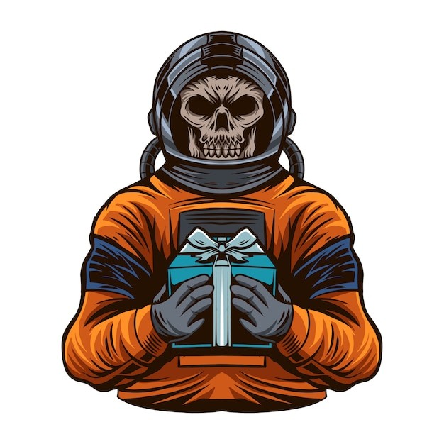 骷髅宇航员太空人插画