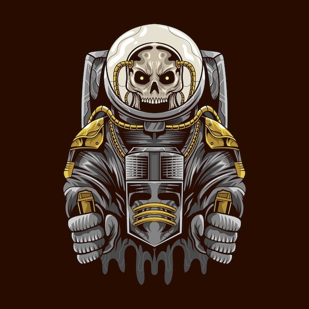 骷髅宇航员太空人插画