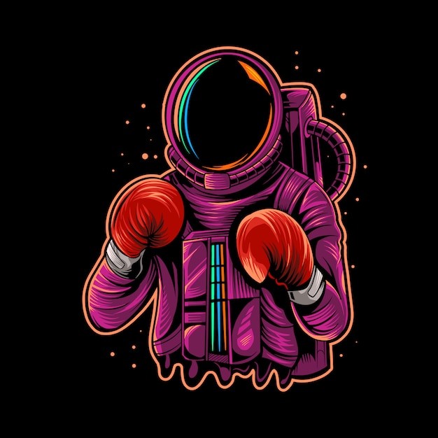 拳击手宇航员太空人插画