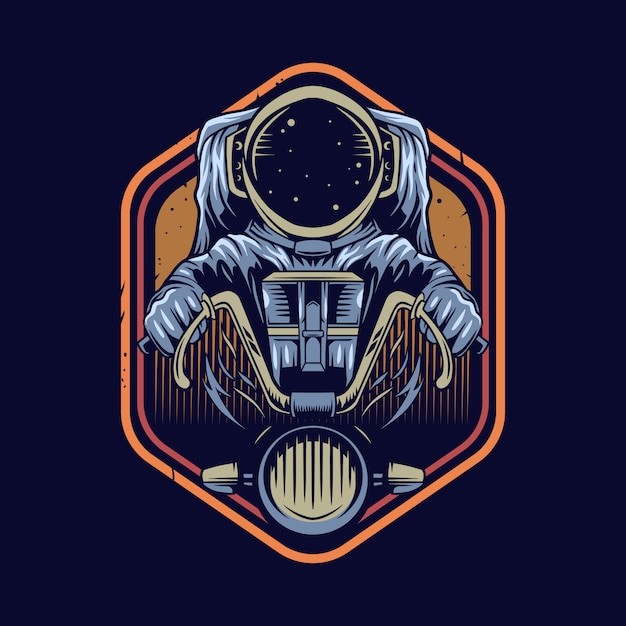 摩托车宇航员太空人插画