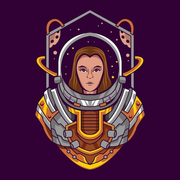 女宇航员太空人插画